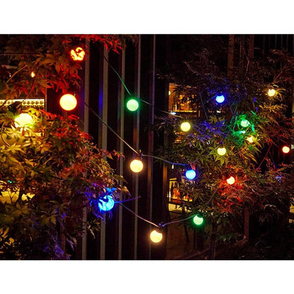 Instalatie Craciun, 5 metri, 15 Becuri LED rotunde, pentru exterior cu incarcare la sursa de curent si telecomanda cu 8 functii, Flippy-4