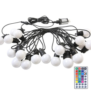 Instalatie Craciun, 5 metri, 15 Becuri LED rotunde, pentru exterior cu incarcare la sursa de curent si telecomanda cu 8 functii, Flippy-0