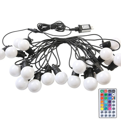 Instalatie Craciun, 5 metri, 15 Becuri LED rotunde, pentru exterior cu incarcare la sursa de curent si telecomanda cu 8 functii, Flippy-0
