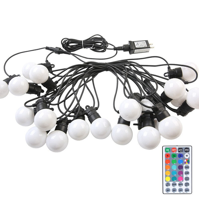 Instalatie Craciun, 5 metri, 15 Becuri LED rotunde, pentru exterior cu incarcare la sursa de curent si telecomanda cu 8 functii, Flippy-0