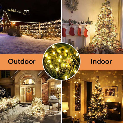 Instalatie Craciun, 32 metri, 300 de LED-uri, Alb Cald, cu energie solara, fir de cupru, liniar, interior/exterior, Flippy-9