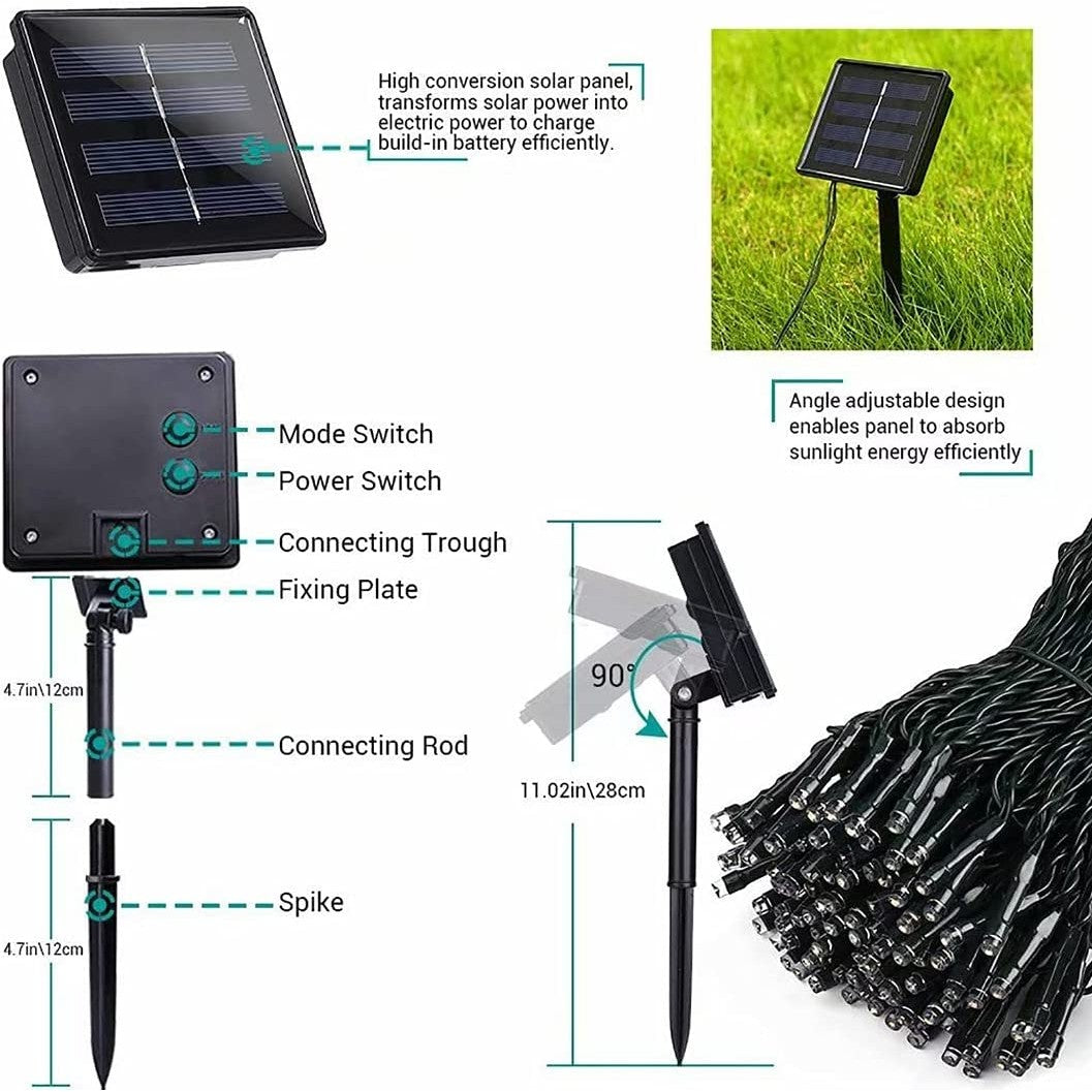 Instalatie Craciun, 32 metri, 300 de LED-uri, Alb Cald, cu energie solara, fir de cupru, liniar, interior/exterior, Flippy-11
