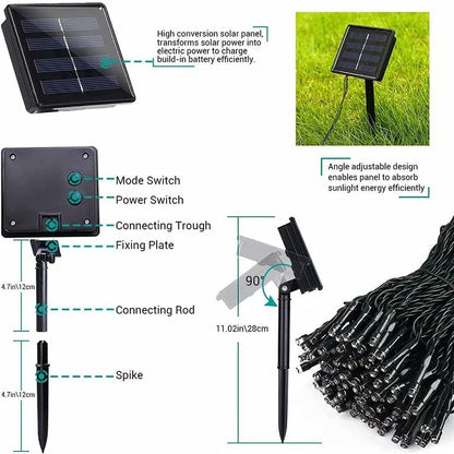 Instalatie Craciun, 32 metri, 300 de LED-uri, Alb Cald, cu energie solara, fir de cupru, liniar, interior/exterior, Flippy-11