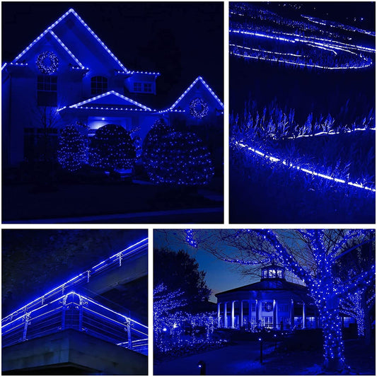 Instalatie Craciun, 34 m, 816 Led-uri, Furtun Luminos, Albastru, Transformator, Sectionabila, 220 V, Flippy-1