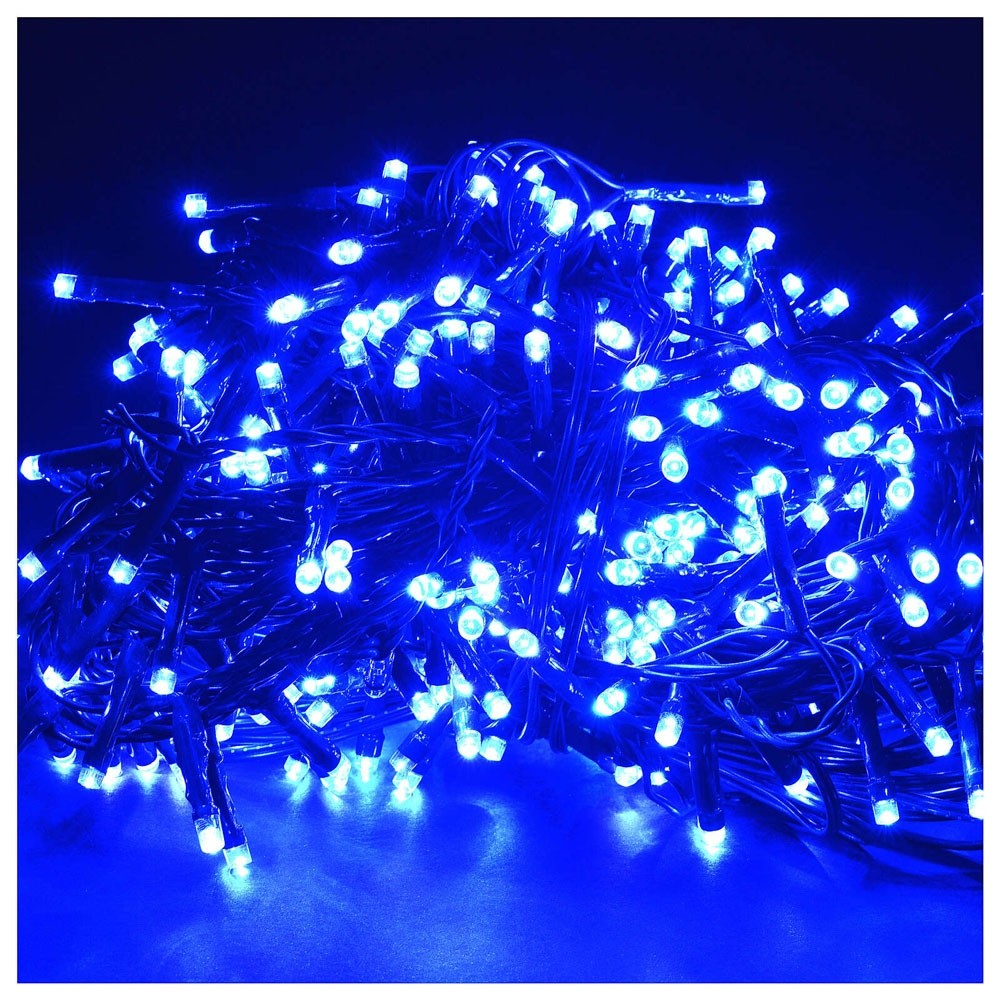Instalatie Craciun, 5 m, 143 Led-uri ,Franjuri, Albastru, 8 jocuri de lumini, Transformator cu telecomanda, Interconectabila, Prelungitor 3 m inclus, Fir Alb, Flippy-7