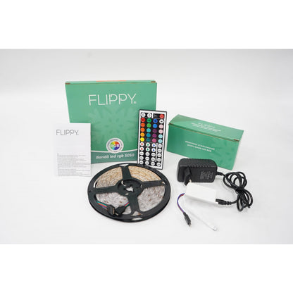 Kit Banda Led RGB SMD 5050 cu Transformator inclus Flippy - Lungime 5 M, 270 LED-uri, Telecomanda 44 taste, pentru TV, PC, Auto, IP65, Lumina Ambientala-5