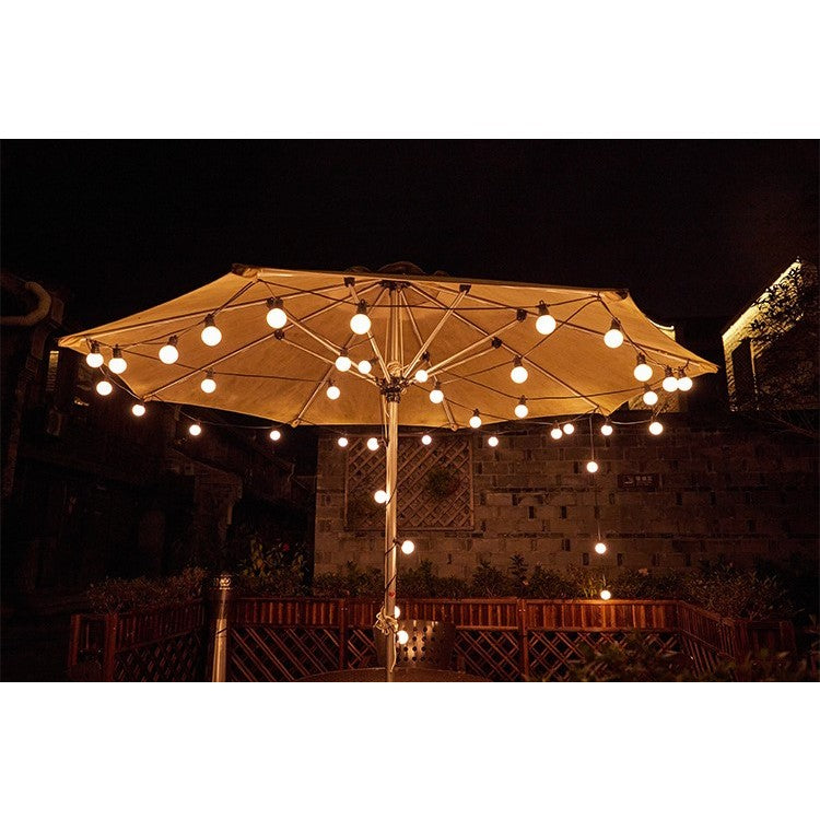 Instalatie Craciun, 5 metri, 10 Becuri LED rotunde, pentru exterior cu incarcare la sursa de curent si telecomanda cu 8 functii, Flippy-1