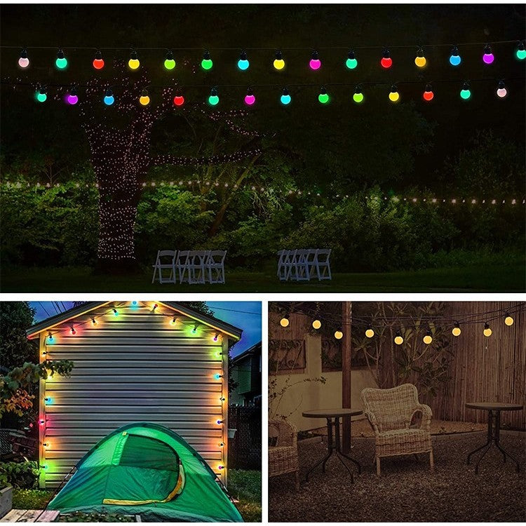Instalatie Craciun, 5 metri, 10 Becuri LED rotunde, pentru exterior cu incarcare la sursa de curent si telecomanda cu 8 functii, Flippy-2
