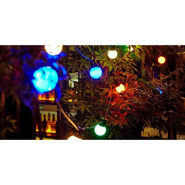 Instalatie Craciun, 5 metri, 10 Becuri LED rotunde, pentru exterior cu incarcare la sursa de curent si telecomanda cu 8 functii, Flippy-4
