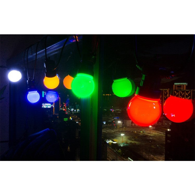 Instalatie Craciun, 5 metri, 10 Becuri LED rotunde, pentru exterior cu incarcare la sursa de curent si telecomanda cu 8 functii, Flippy-5