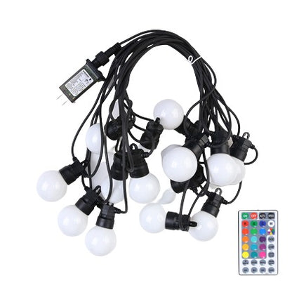Instalatie Craciun, 5 metri, 10 Becuri LED rotunde, pentru exterior cu incarcare la sursa de curent si telecomanda cu 8 functii, Flippy-0