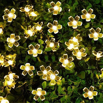 Instalatie Craciun, 5 metri, 20 Becuri LED tip Flori de cires, pentru exterior cu incarcare solara, Alb cald, Flippy-6