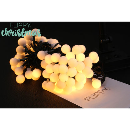 Instalatie Craciun, 5 metri, 20 de LED-uri cu ornament tip Bulb, 8 jocuri de lumini alb cald, cu energie solara, liniar, cablu verde, interior/exterior, Flippy-2