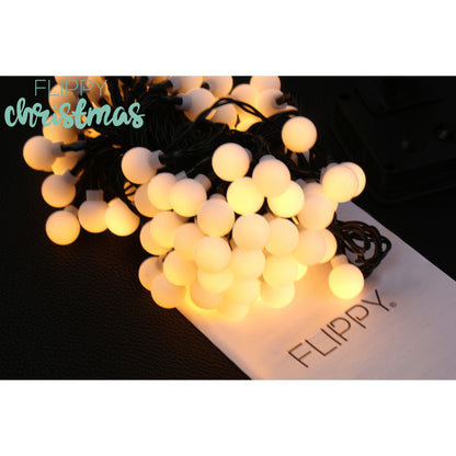 Instalatie Craciun, 5 metri, 20 de LED-uri cu ornament tip Bulb, 8 jocuri de lumini alb cald, cu energie solara, liniar, cablu verde, interior/exterior, Flippy-3