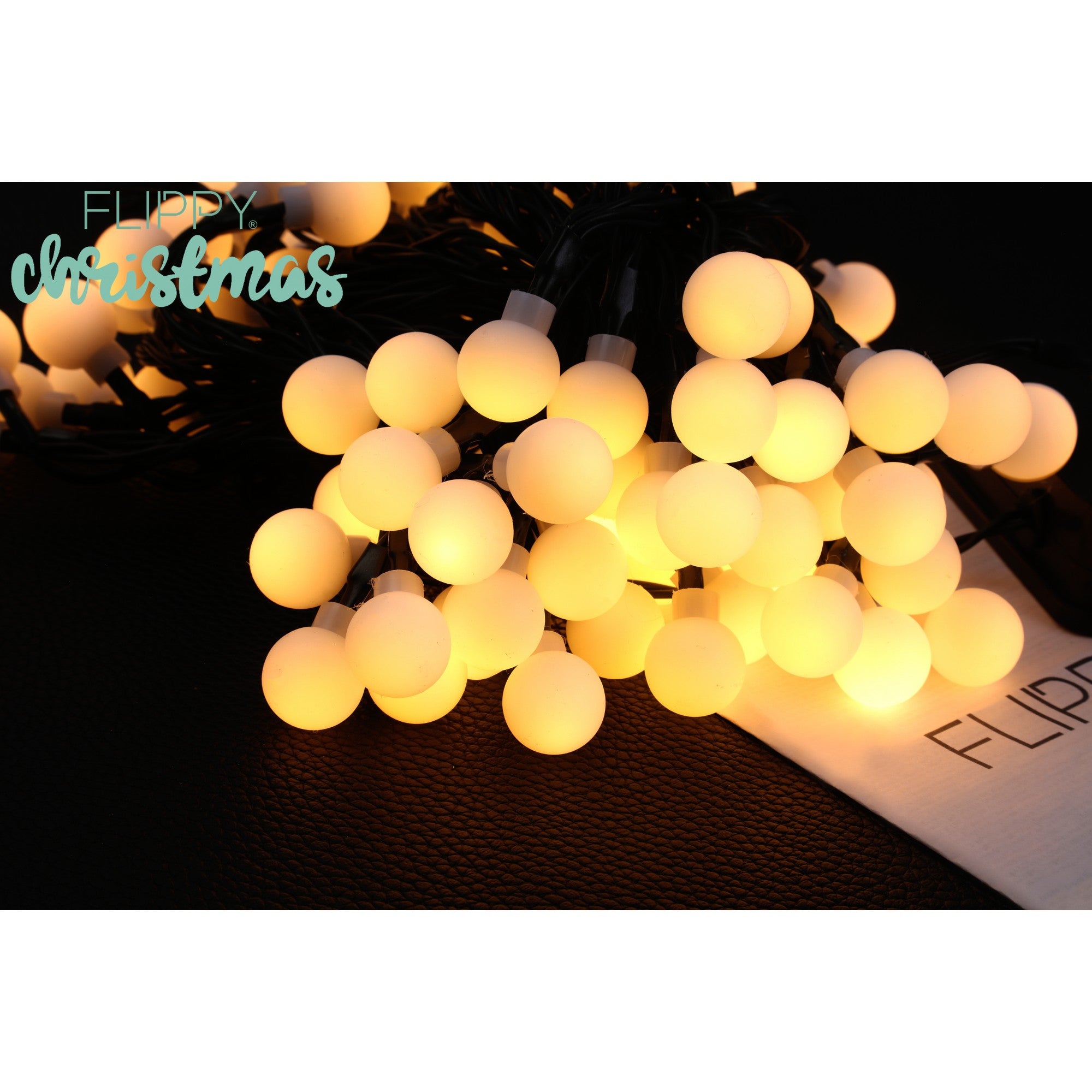 Instalatie Craciun, 5 metri, 20 de LED-uri cu ornament tip Bulb, 8 jocuri de lumini alb cald, cu energie solara, liniar, cablu verde, interior/exterior, Flippy-5