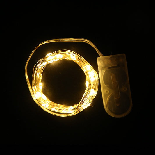 Instalatie Craciun, 5 metri, 50 LED-uri, Alb Cald, cu baterii, fir cupru, liniar, interior/exterior, Flippy-1