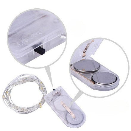Instalatie Craciun, 5 metri, 50 LED-uri, Multicolor, cu baterii CR 2032 incluse, fir cupru, liniar, interior/exterior, Flippy-3