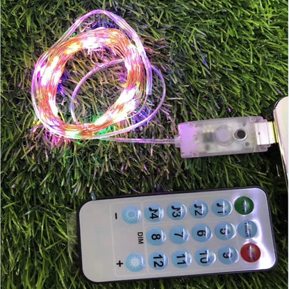 Instalatie Craciun, 5 metri, 50 LED-uri, multicolor RGB, sincronizare muzica, telecomanda 12 de functii, USB, fir cupru, liniar, interior/exterior, Flippy-5