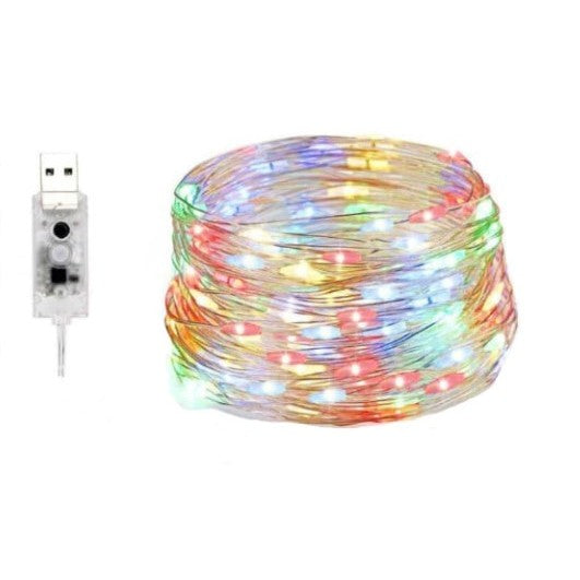 Instalatie Craciun, 5 metri, 50 LED-uri, multicolor RGB, sincronizare muzica, telecomanda 12 de functii, USB, fir cupru, liniar, interior/exterior, Flippy-6