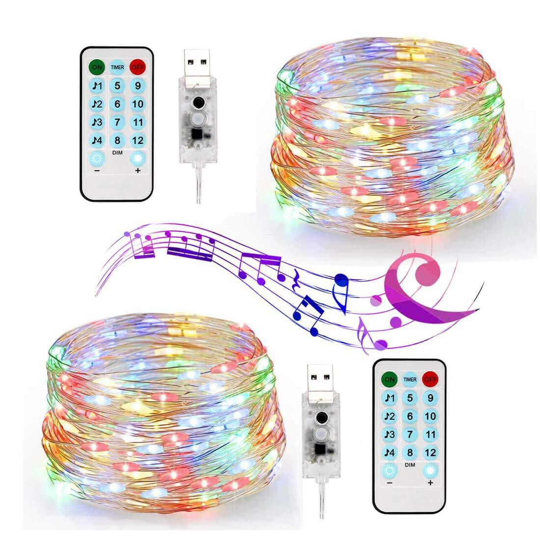 Instalatie Craciun, 5 metri, 50 LED-uri, multicolor RGB, sincronizare muzica, telecomanda 12 de functii, USB, fir cupru, liniar, interior/exterior, Flippy-0