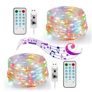 Instalatie Craciun, 5 metri, 50 LED-uri, multicolor RGB, sincronizare muzica, telecomanda 12 de functii, USB, fir cupru, liniar, interior/exterior, Flippy-0