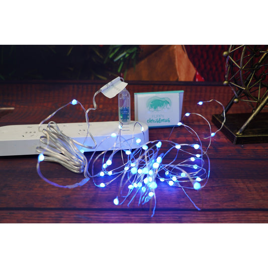 Instalatie Craciun, 5 metri, 50 LED-uri, telecomanda 32 de functii, multicolor RBG, fir cupru, USB, interior, Flippy-1