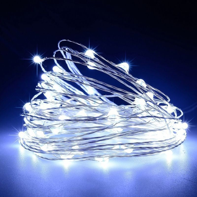 Instalatie Craciun, 5 metri, 50 LED-uri, USB, Telecomanda cu 8 functii, alb rece, Flippy-4