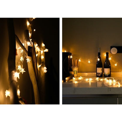 Instalatie Craciun, 6 metri,40 LED-uri cu Ornament tip Stea, Alb Cald, USB lung, fir cupru, liniar, interior/exterior, Flippy-5