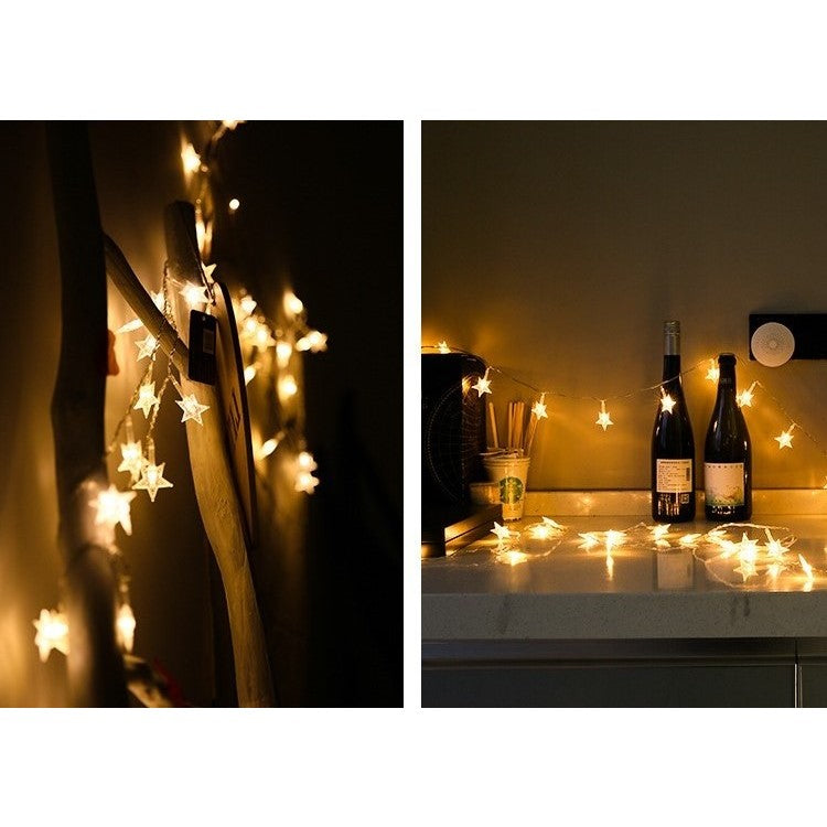 Instalatie Craciun, 6 metri,40 LED-uri cu Ornament tip Stea, Alb Cald, USB lung, fir cupru, liniar, interior/exterior, Flippy-5