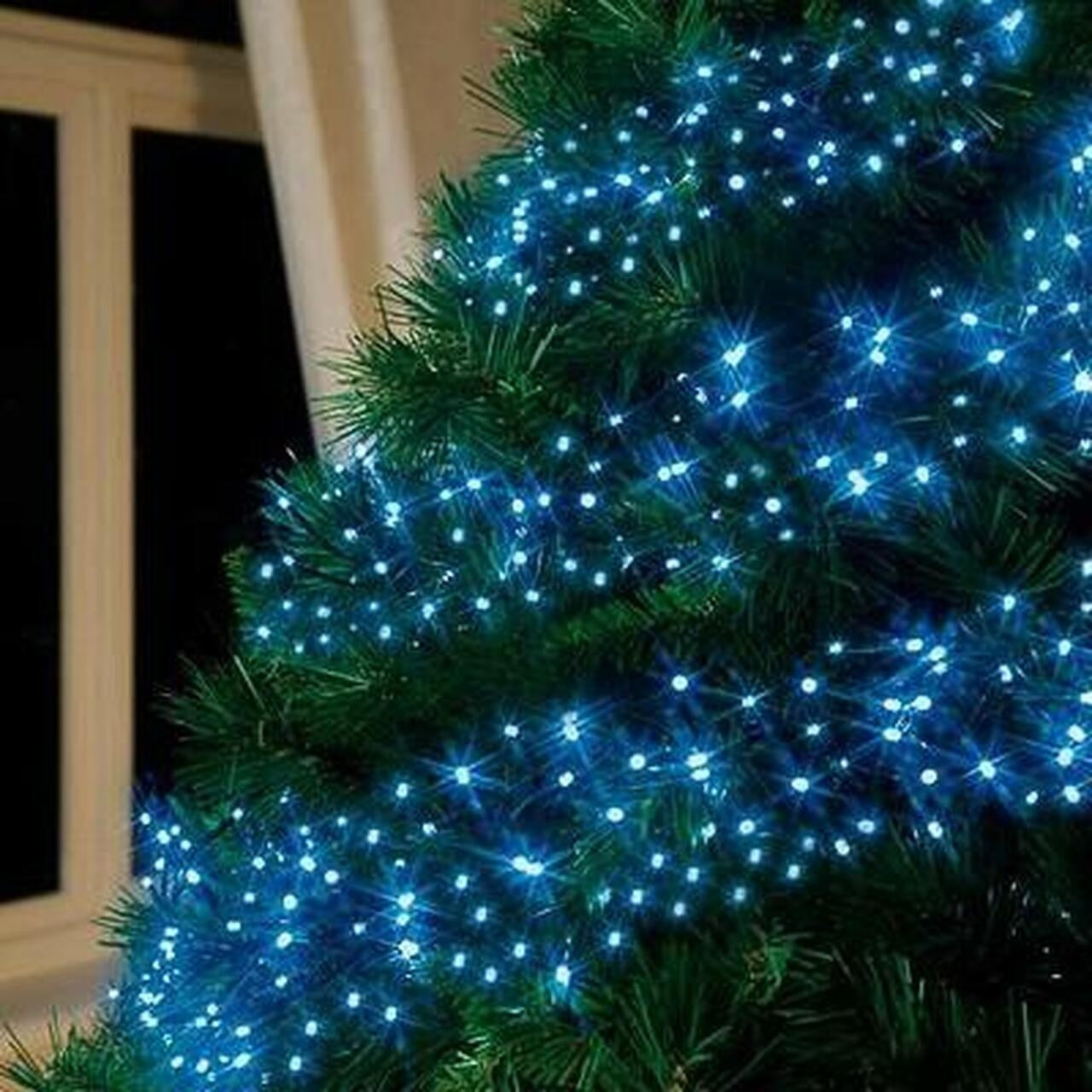 Instalatie Craciun, 60 m, 600 Led-uri ,Liniara, Albastru, 8 jocuri de lumini, Transformator, Interconectabila, Prelungitor 3 m inclus, Fir Verde, Flippy-3