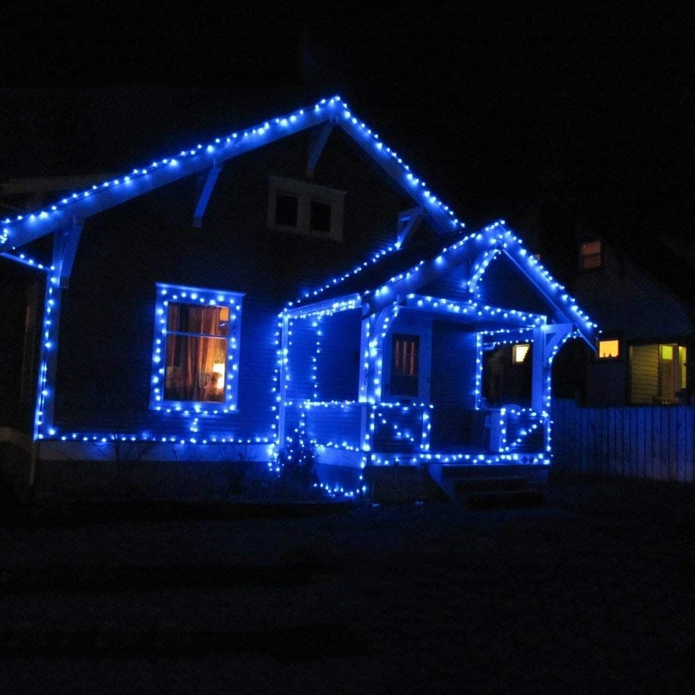 Instalatie Craciun, 80 m, 800 Led-uri ,Liniara, Albastru, 8 jocuri de lumini, Transformator cu telecomanda, Interconectabila, Prelungitor 3 m inclus, Fir Verde, Flippy-1