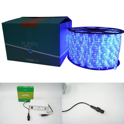 Instalatie Craciun, 84 m, 2016 Led-uri, Furtun Luminos, Albastru, Transformator, 8 jocuri de lumini, Sectionabila, 220 V, Flippy-10
