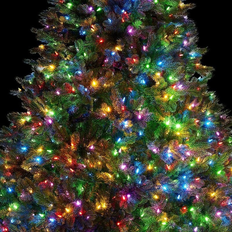 Instalatie Craciun, 95 m, 950 Led-uri ,Liniara, Rosu/Albastru/Rosu/Verde, Flash, Transformator, Interconectabila, Prelungitor 3 m inclus, Fir Verde, Flippy-1
