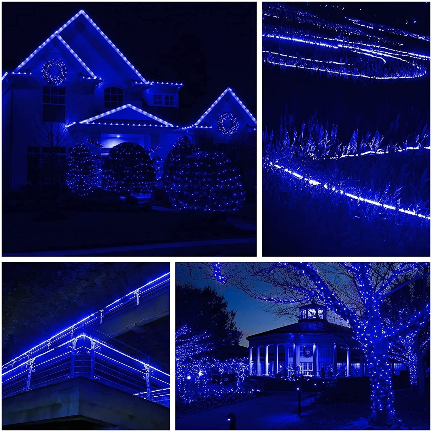 Instalatie Craciun, 96 m, 2304 Led-uri, Furtun Luminos, Albastru, Transformator, 8 jocuri de lumini, Sectionabila, 220 V, Flippy-1