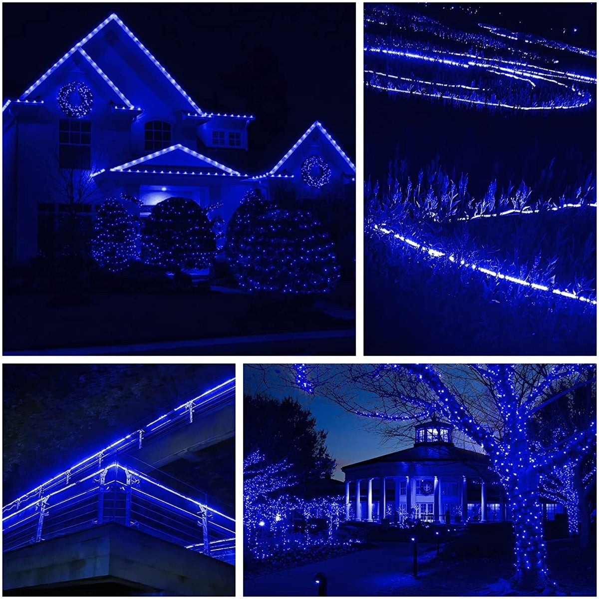 Instalatie Craciun, 96 m, 2304 Led-uri, Furtun Luminos, Albastru, Transformator, Sectionabila, 220 V, Flippy-6