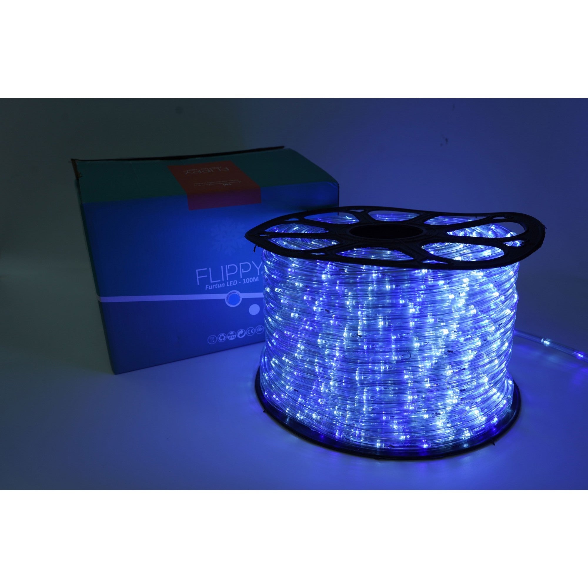 Instalatie Craciun, 98 m, 2352 Led-uri, Furtun Luminos, Alb rece/ Albastru, Transformator, 8 jocuri de lumini, Sectionabila, 220 V, Flippy-4