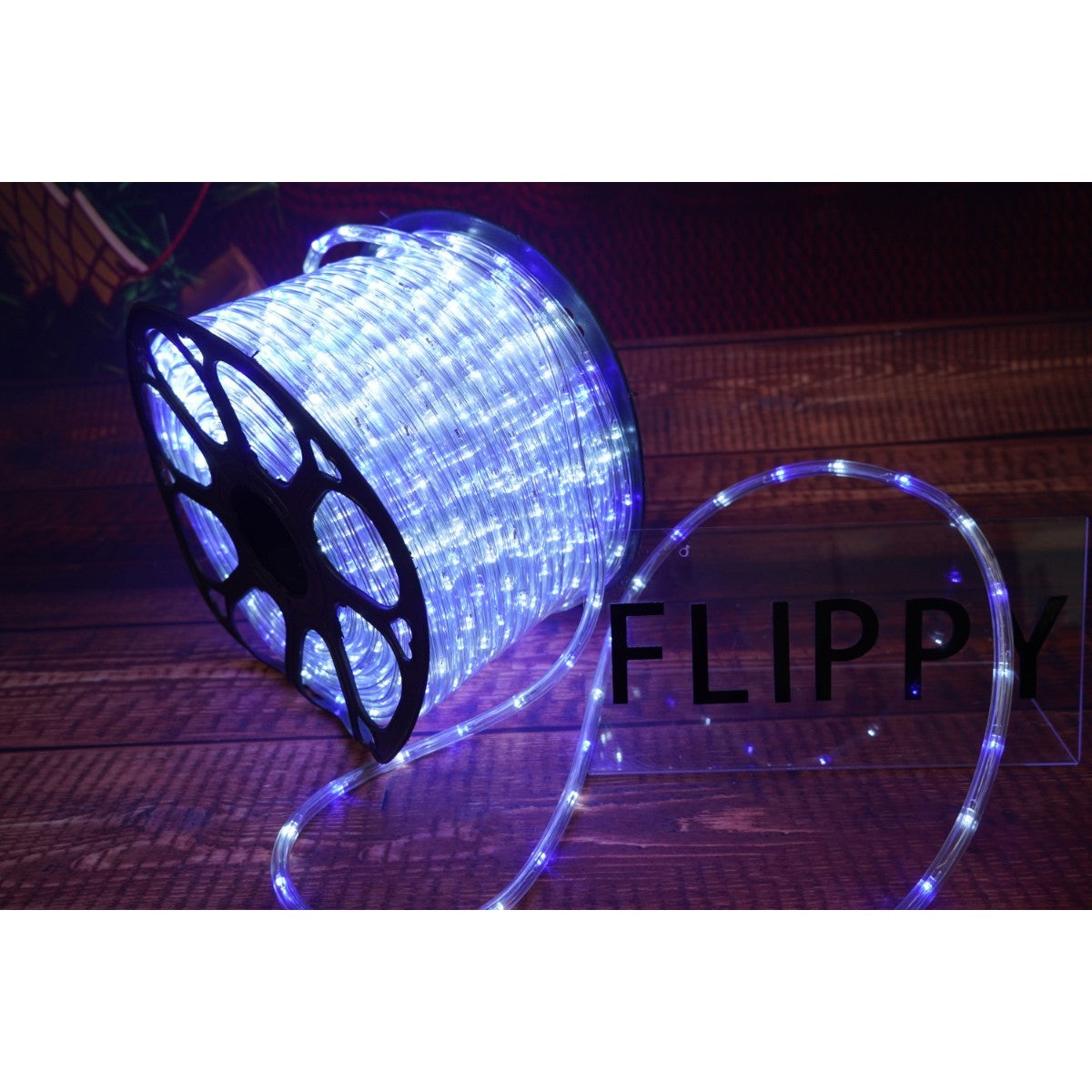 Instalatie Craciun, 98 m, 2352 Led-uri, Furtun Luminos, Alb rece/ Albastru, Transformator, 8 jocuri de lumini, Sectionabila, 220 V, Flippy-8