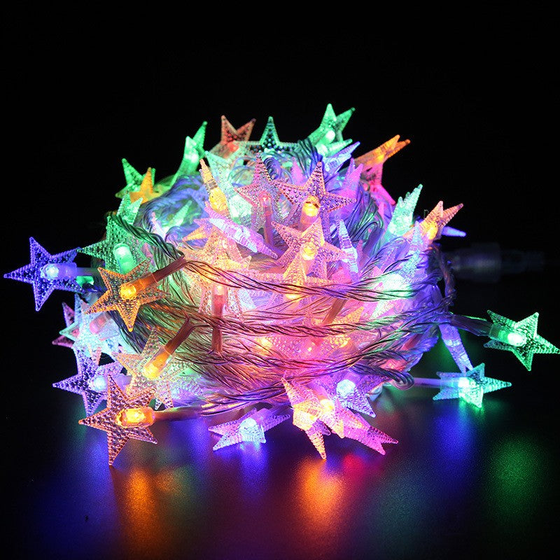 Instalatie Craciun cu baterii, 3 metri, 20 LED-uri tip Stea, fir Transparent, Multicolor, Flippy-3