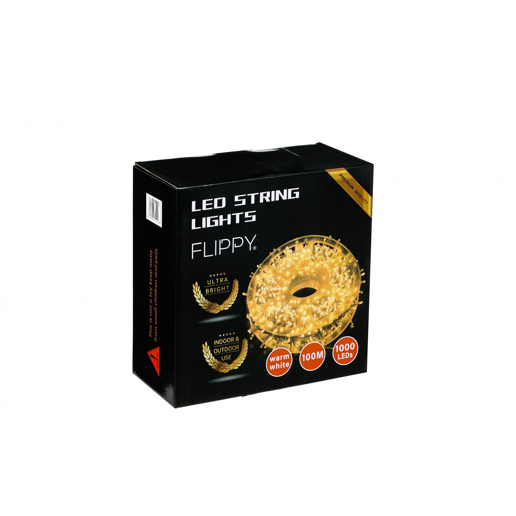 Instalatie Craciun liniara cu transformator, 100m, alb cald, 1000 LED-uri, fir transparent, 8 jocuri de lumini, Flippy-2