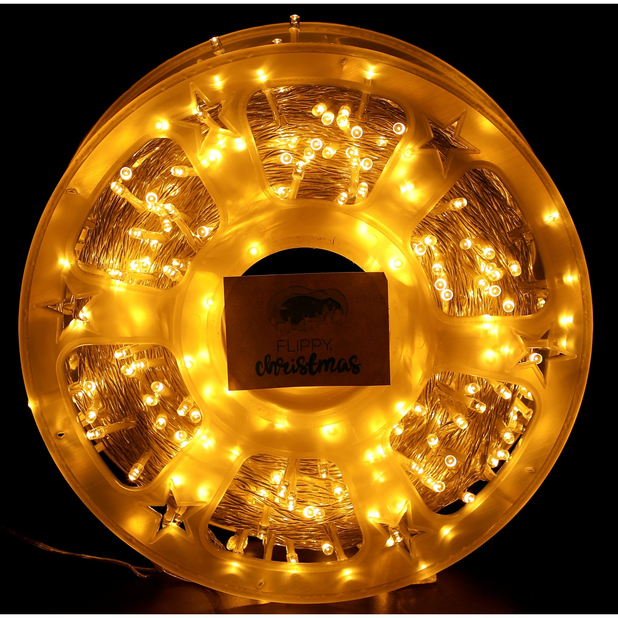 Instalatie Craciun liniara cu transformator, 100m, alb cald, 1000 LED-uri, fir transparent, 8 jocuri de lumini, Flippy-0