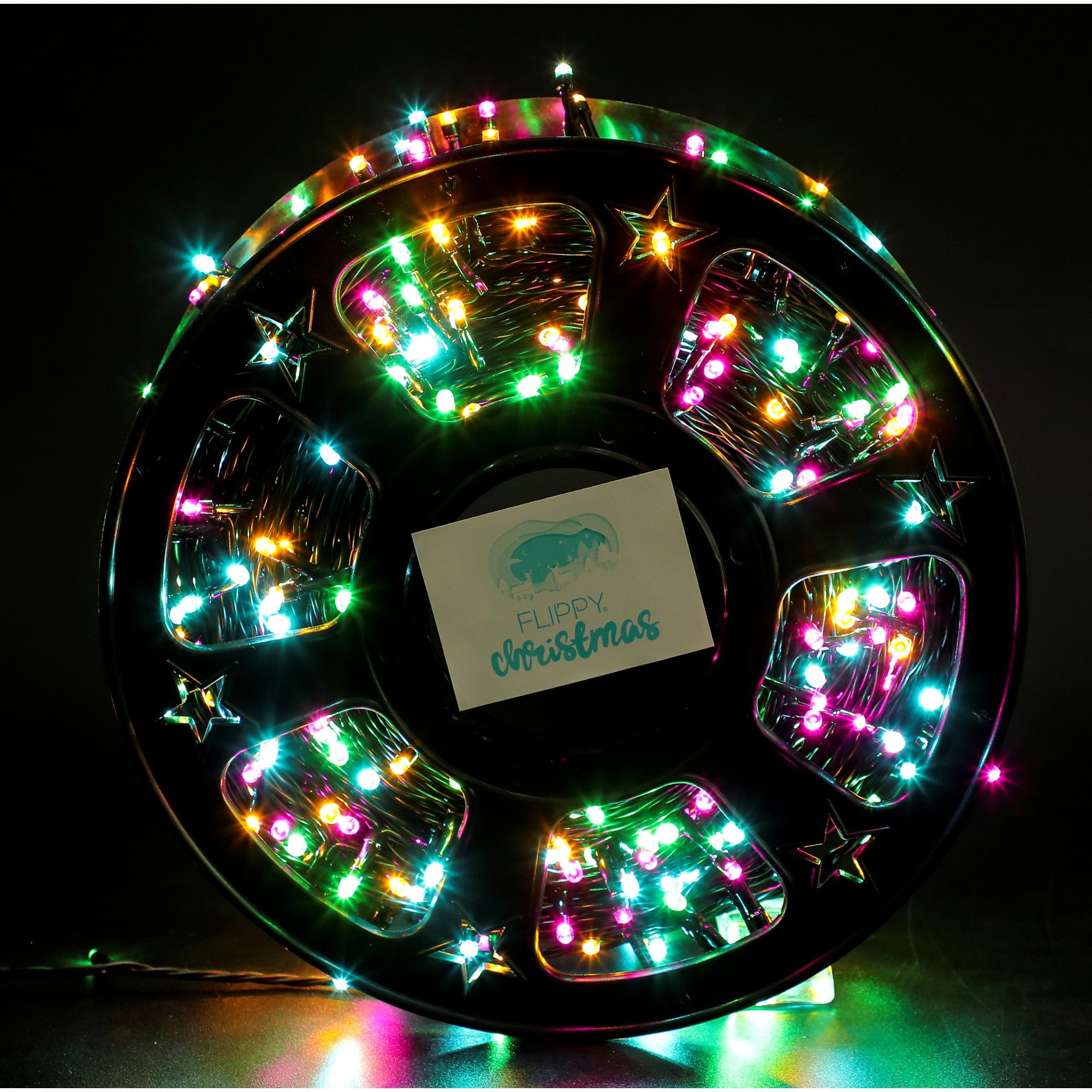 Instalatie Craciun liniara cu transformator, 100m, multicolor, 1000 LED-uri, fir negru, 8 jocuri de lumini, Flippy-0