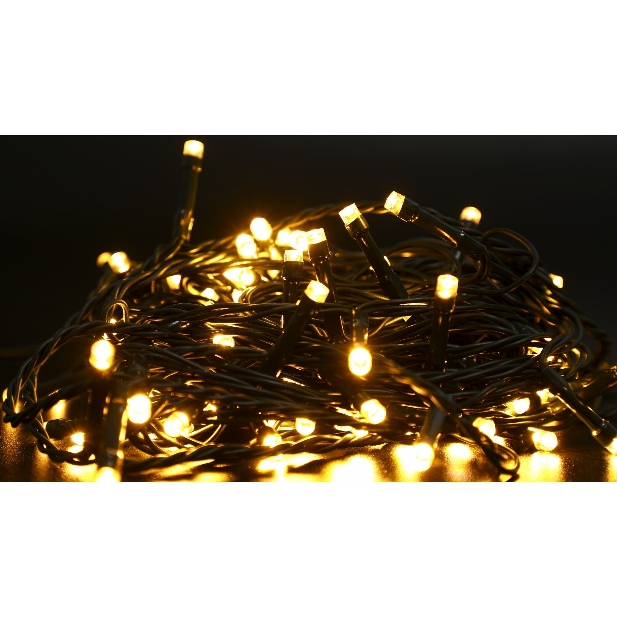 Instalatie Craciun liniara, cu transformator 31V, 10m, alb cald, 100 LED-uri V5, 8 jocuri de lumini, Fir verde, Flippy-3