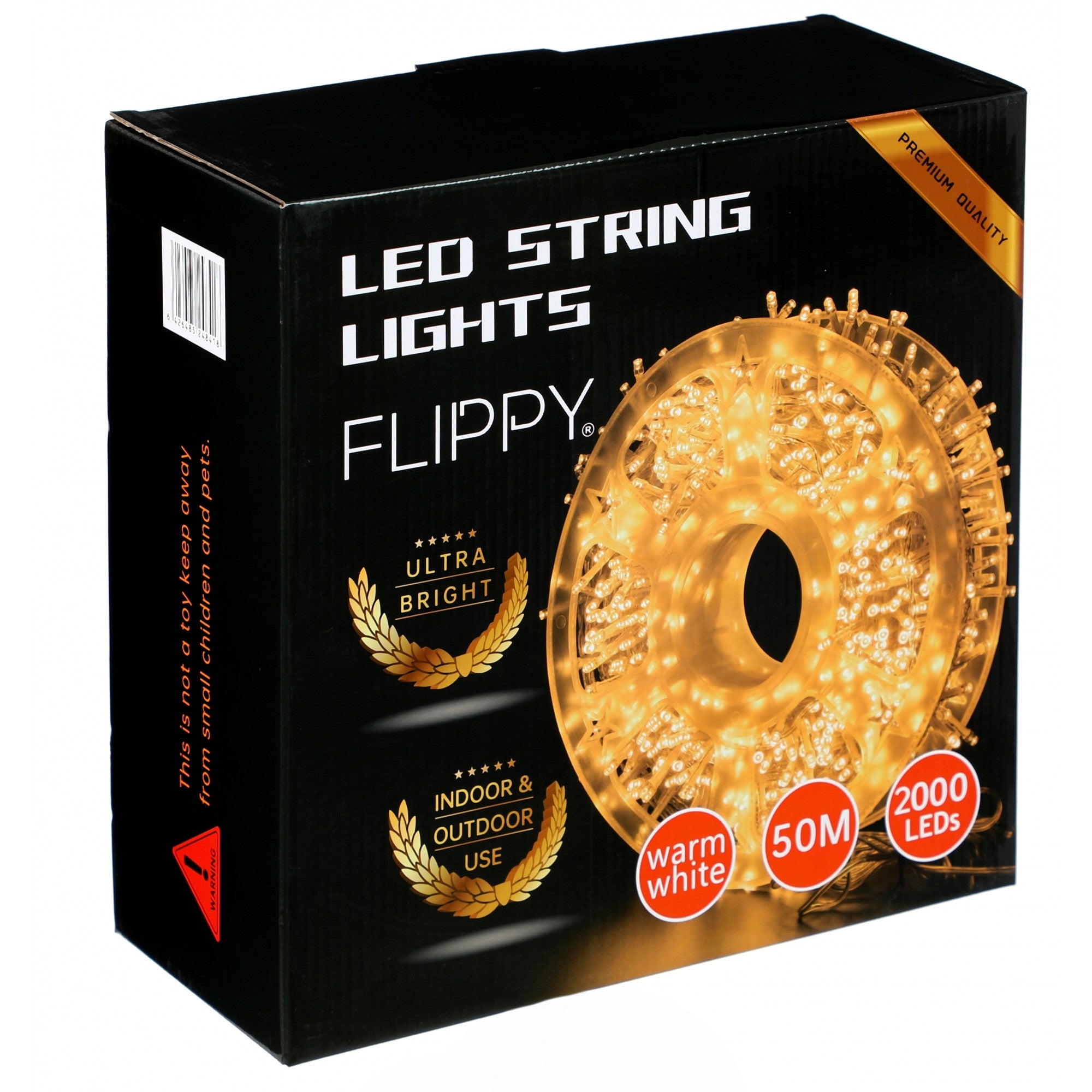 Instalatie Craciun liniara, fir transparent, cu transformator, 50m, alb cald, 2000 LED-uri, 8 jocuri de lumini, Flippy-1