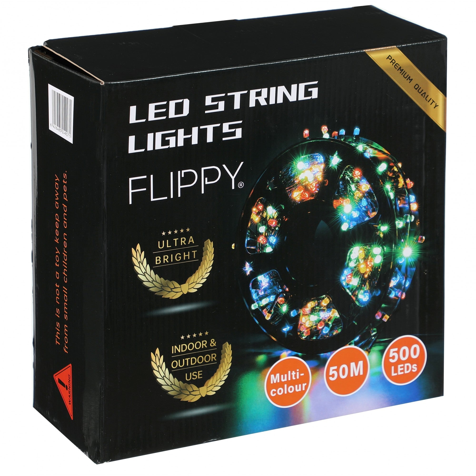 Instalatie Craciun liniara, fir negru, cu transformator, 50m, multicolor, 500 LED-uri, 8 jocuri de lumini, Flippy-1