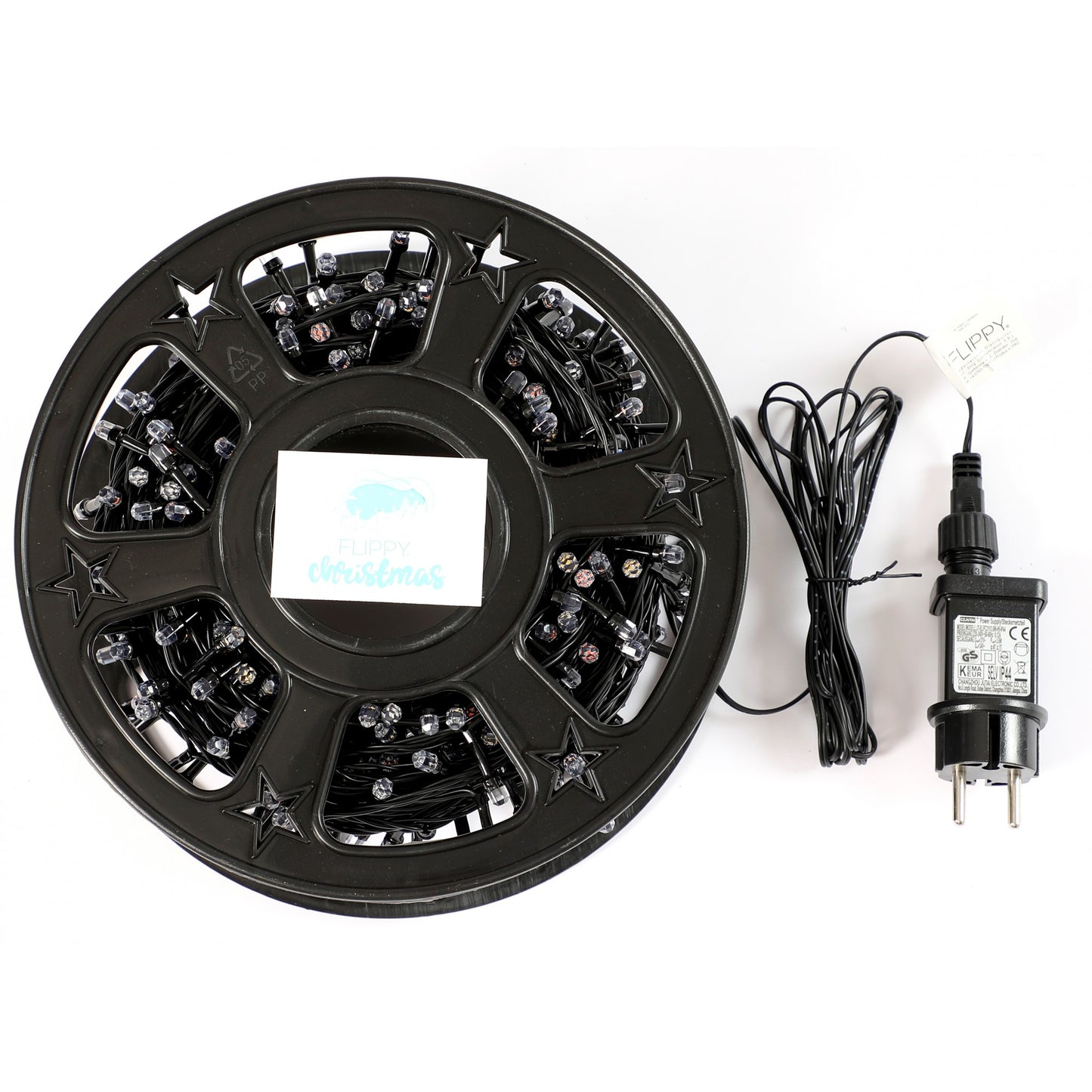 Instalatie Craciun liniara, fir negru, cu transformator, 50m, multicolor, 500 LED-uri, 8 jocuri de lumini, Flippy-2