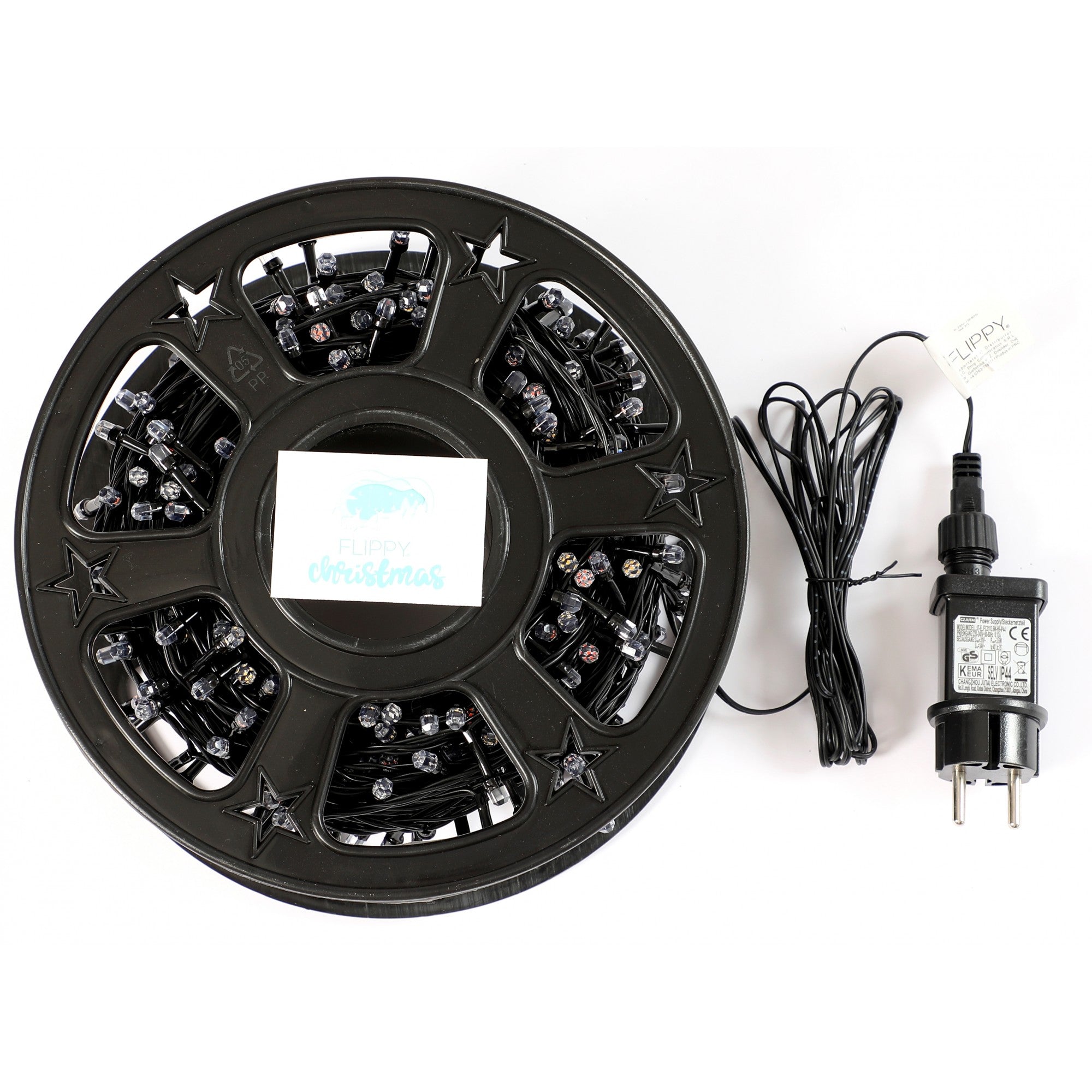 Instalatie Craciun liniara, fir negru, cu transformator, 50m, multicolor, 500 LED-uri, 8 jocuri de lumini, Flippy-2