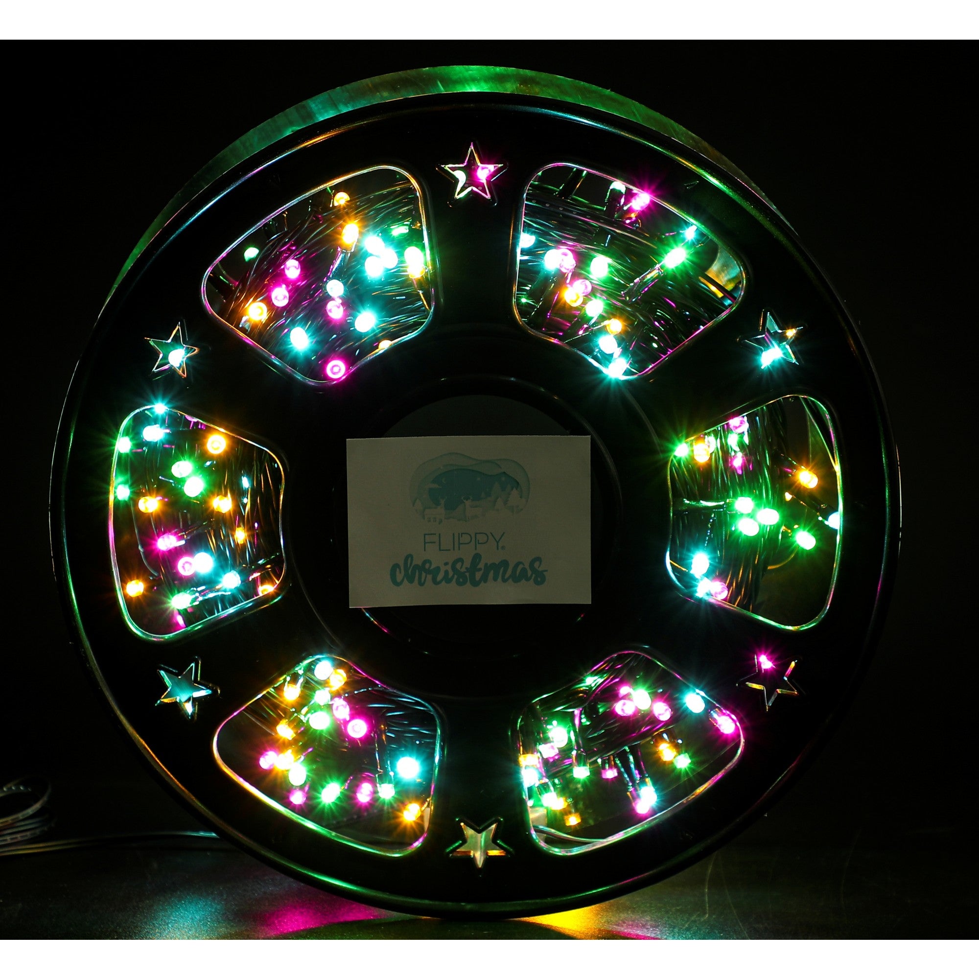 Instalatie Craciun liniara, fir negru, cu transformator, 50m, multicolor, 500 LED-uri, 8 jocuri de lumini, Flippy-0