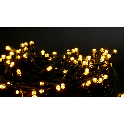 Instalatie Craciun liniara, cu transformator, 20 m, Alb Cald, 200 LED-uri V5, 8 jocuri de lumini, fir verde, Flippy-4