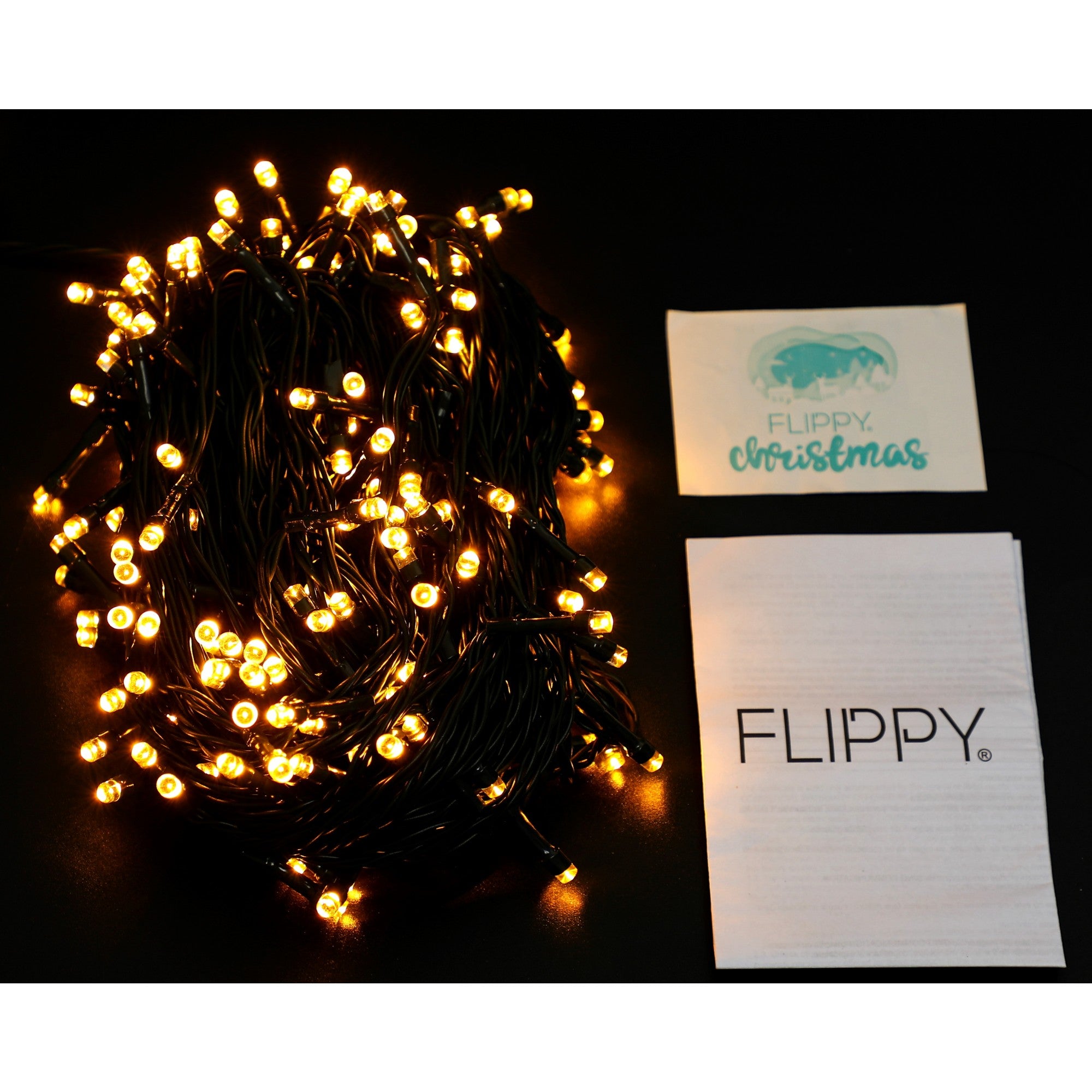 Instalatie Craciun liniara, cu transformator, 20 m, Alb Cald, 200 LED-uri V5, 8 jocuri de lumini, fir verde, Flippy-5