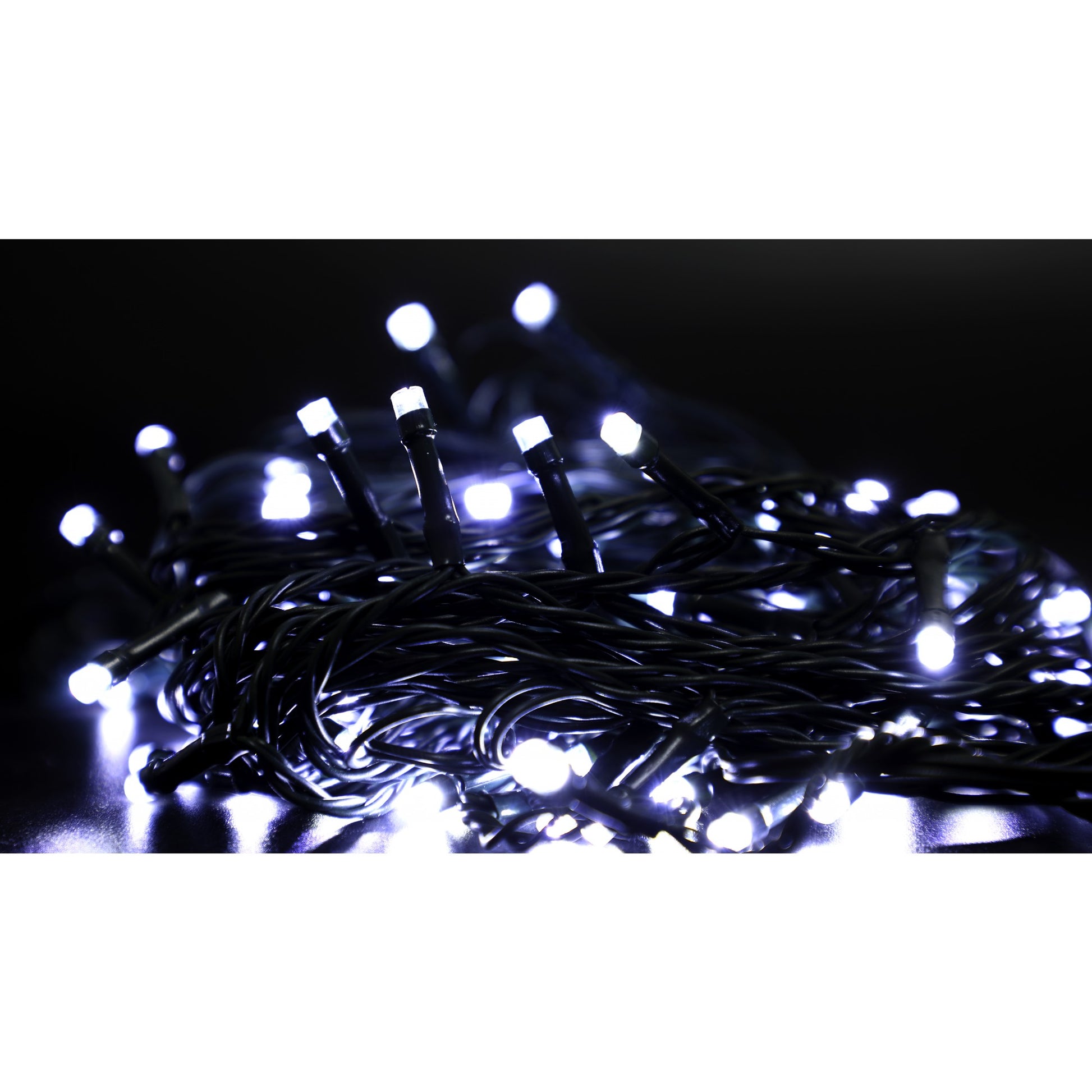 Instalatie Craciun liniara, cu transformator 31V, 10m, Alb Rece, 100 LED-uri V5, 8 jocuri de lumini, Fir verde, Flippy-4